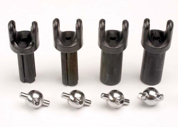Traxxas Half Shafts, Short (Heavy-Duty) (External-Splined (2) & Internal-Splined (2))/ Metal U-Joints (4)