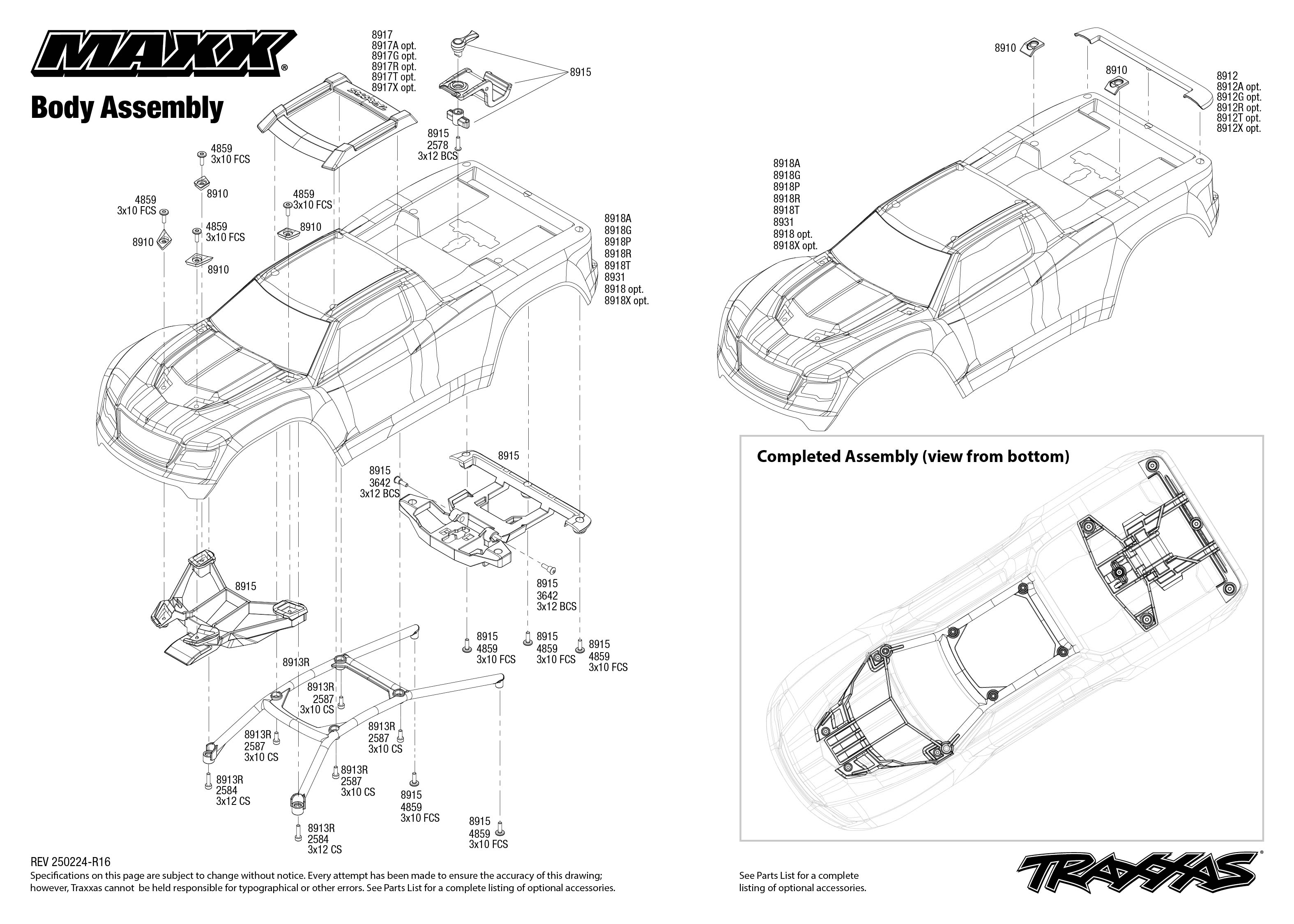 Traxxas Maxx® (89086-4) Body Assembly Exploded View