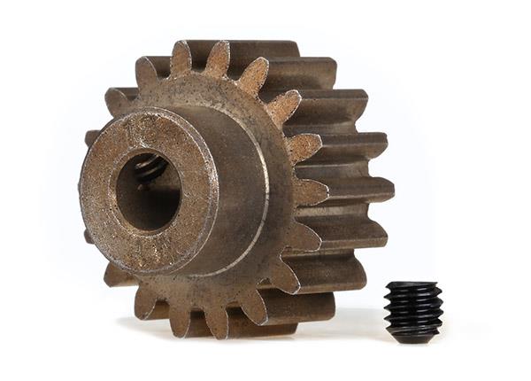 Traxxas Gear, 18T pinion (1.0 metric pitch) (fits 5mm shaft)/ set screw (for use only with steel spur gears)