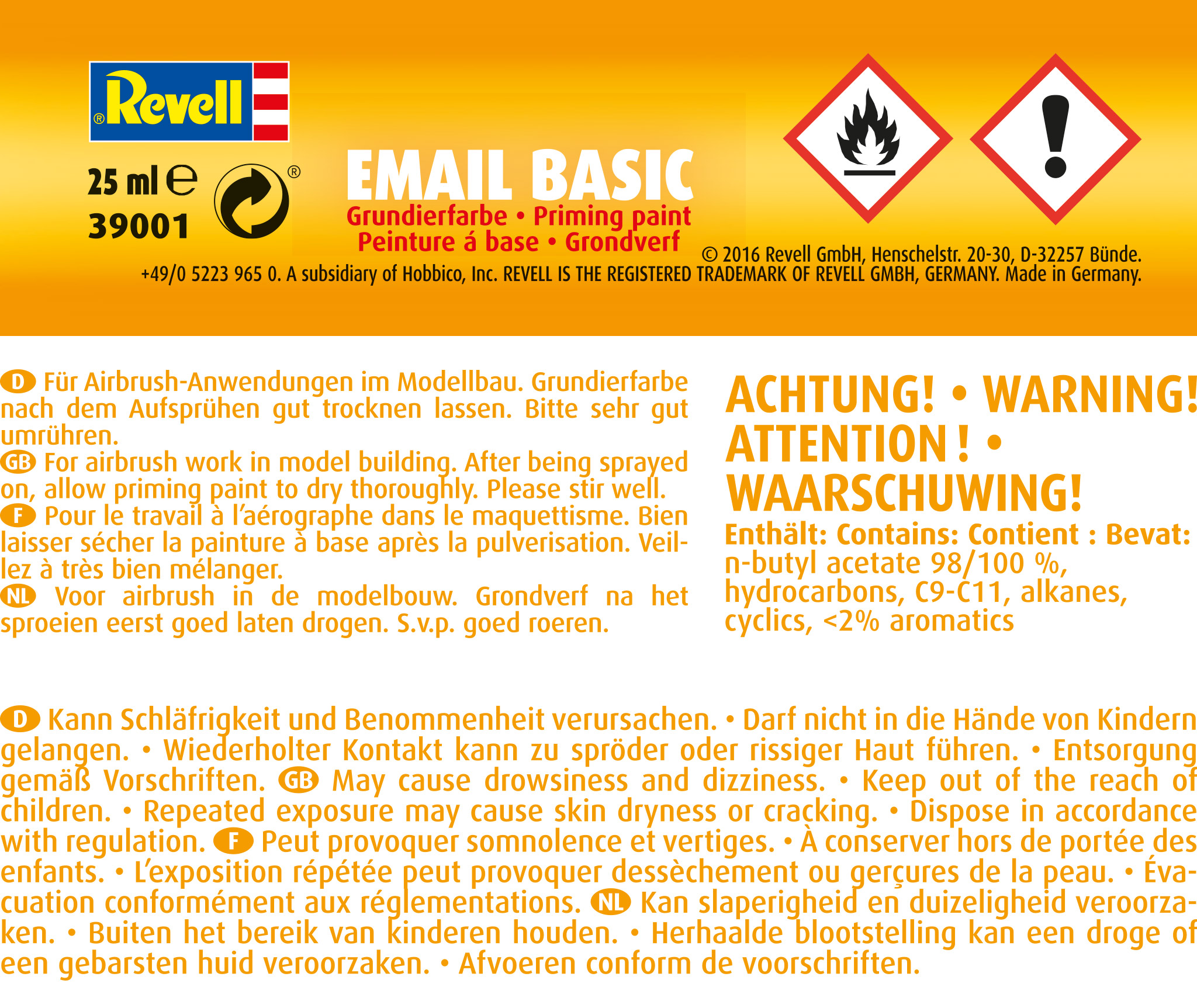Revell Airbrush Email Basic Brillant 25ml