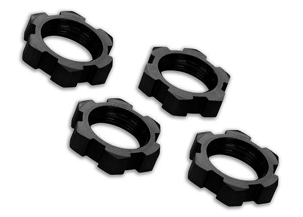 Traxxas Wheel nuts splined 17mm serrated (black-anodized) (4)