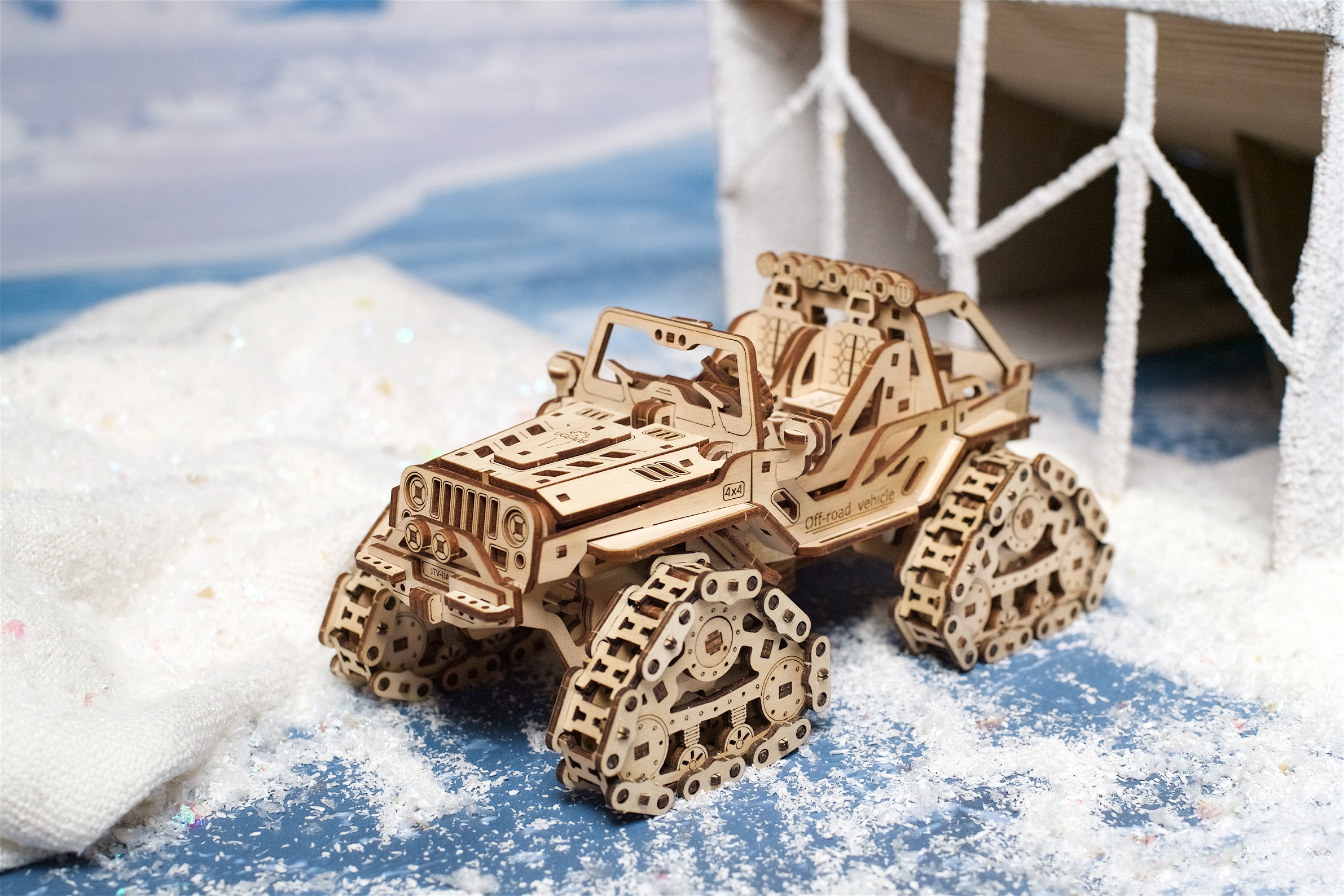 U-Gears Off-road Terreinwagen mechanisch houten bouwpakket