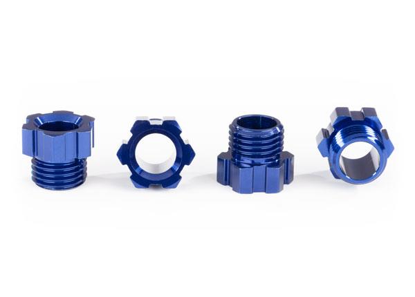 Traxxas Stub Axle Nut Aluminum (Blue-Anodized) (4)