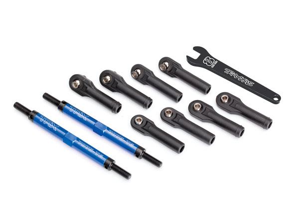 Traxxas Toe links, E-Revo VXL (TUBES blue-anodized, 7075-T6 aluminum, stronger than titanium) (144mm) (2)/ rod ends, assembled with steel hollow balls (8)/ aluminum wrench, 8mm (1)