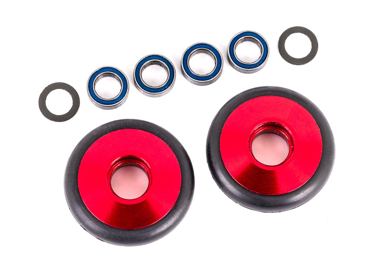 Traxxas Wheels wheelie bar 6061-T6 aluminum (red-anodized) (2)/ 5x8x2.5mm ball bearings (4)/ o-rings (2)/ 5x8x0.3mm TW (2)