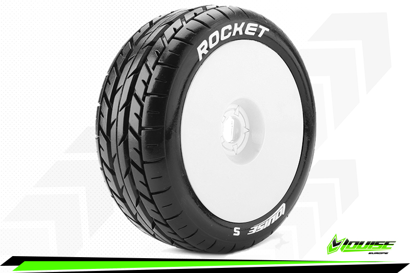 Louise RC B-Rocket Soft 1/8 Buggy Banden Met Velgen wit 17mm Hex (2)