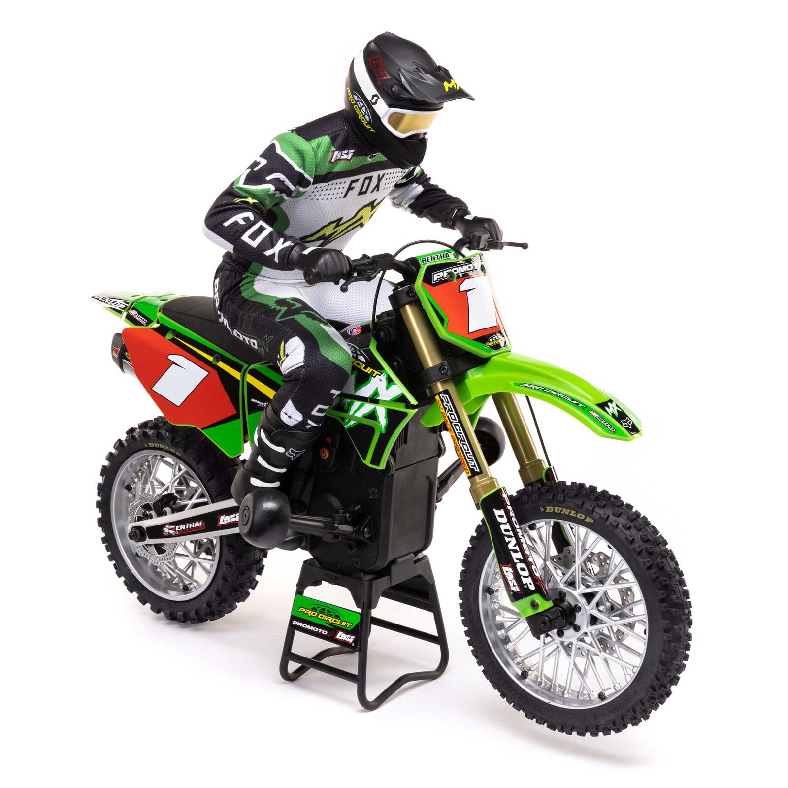 Losi Promoto-MX Pro Circuit 2S RTR Brushless Motorcycle (Battery and Charger Included), Green 1/4