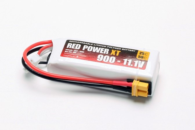 Red Power XT LiPo Accu 11.1 Volt 900mAh 25C XT30/XH