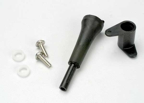 Traxxas Slide Carb Linkage Bellcrank Post/ 5x8x2.5 Plastic Bushing (2)/ Bellcrank/ 5x8x0.5 Fiber Washer (2)/ 3x10 Wm