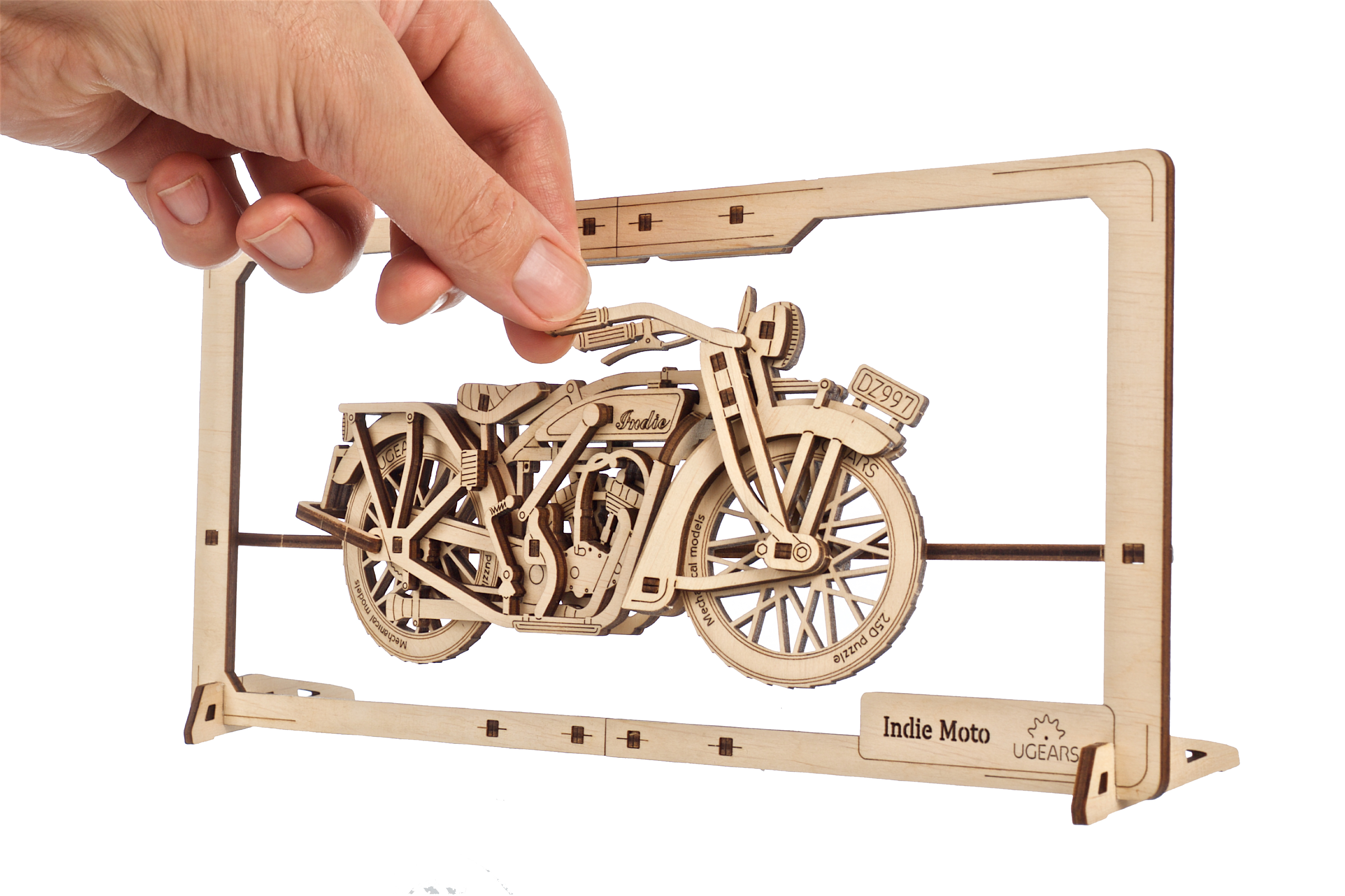 U-Gears 2.5D Puzzle Indie Moto mechanisch houten bouwpakket