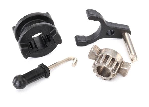 Traxxas Drive hub, 2-speed/ shift dog/ shift fork/ 2-speed linkage