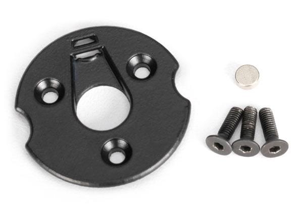 Traxxas Telemetry trigger magnet holders, spur gear/ magnet, 5x2mm (1)/ 3x8mm CCS (3)/ 3x10mm CCS (3)