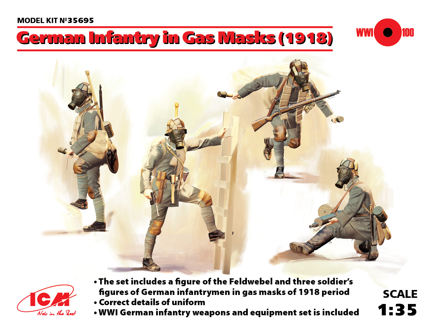 ICM German Infantry in Gas Masks 1918 1/35