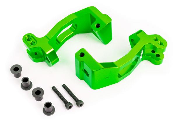 Traxxas Caster blocks (c-hubs), 6061-T6 aluminum (green-anodized), left & right/ kingpin bushings (4)/ 3x20mm CS (with threadlock) (4)
