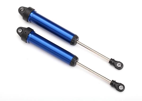 Traxxas Shocks, GTR, 160mm, aluminum (blue-anodized) (fully assembled w/o springs) (rear, no threads) (2)