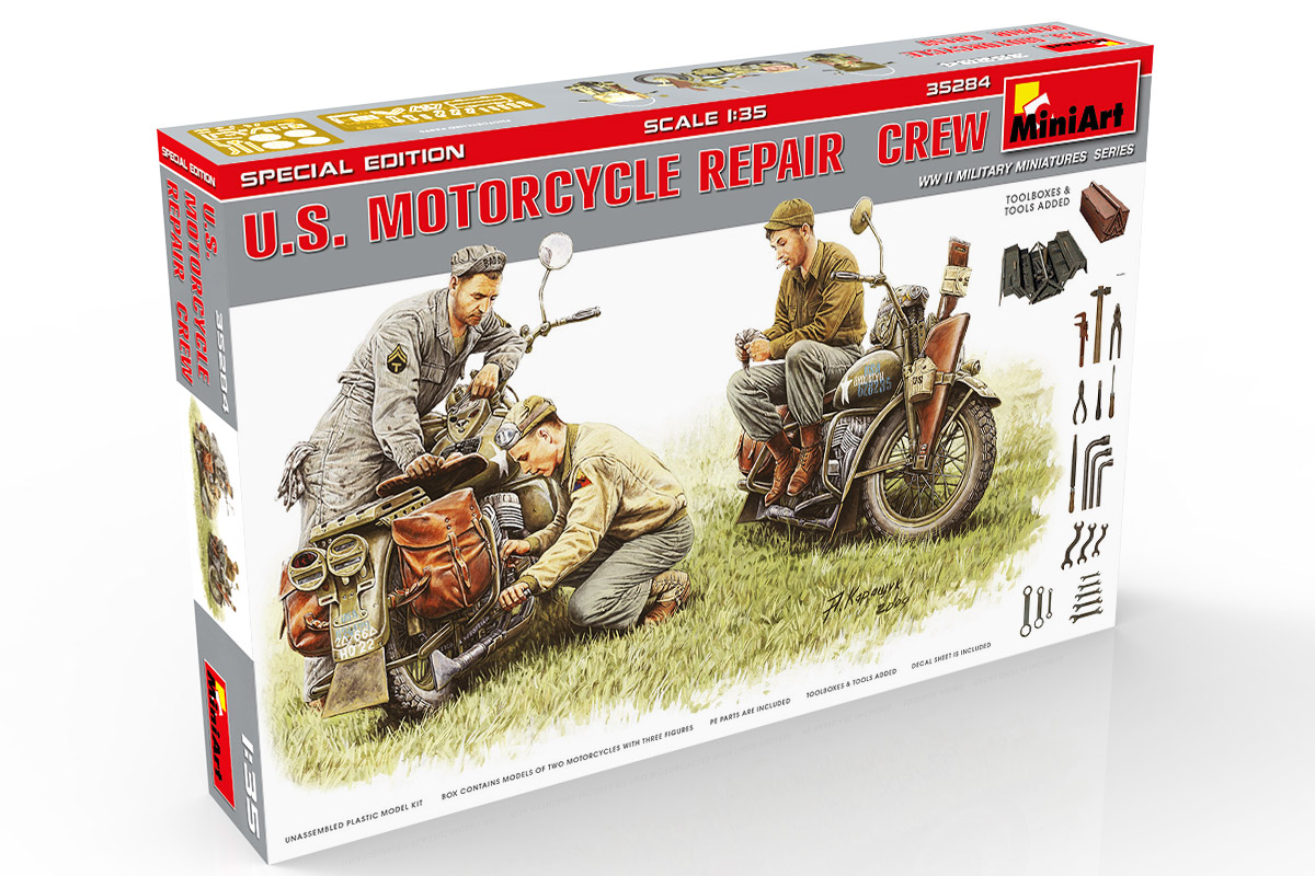 MiniArt U.S. Motorcycle Repair Crew 1/35