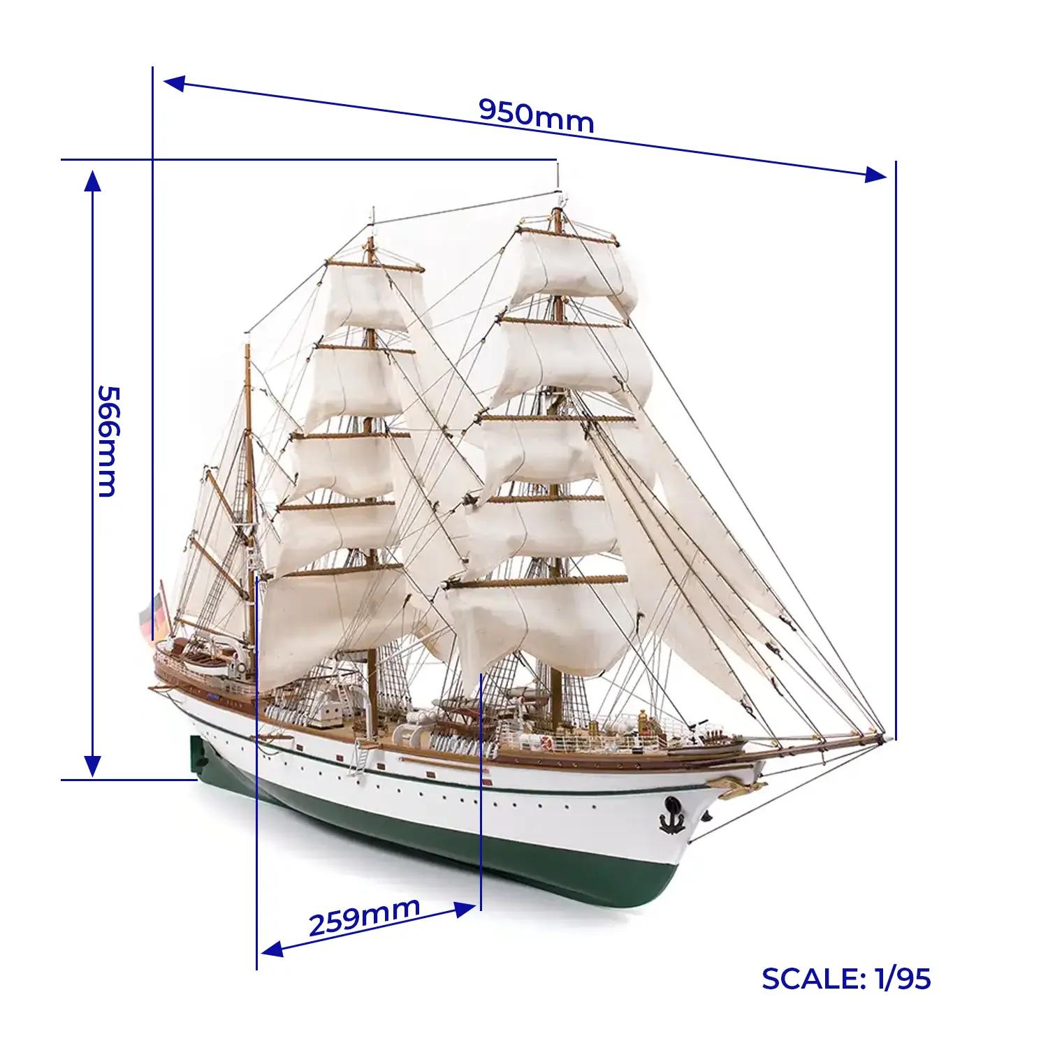 Occre Gorch Fock Houten Scheepsmodel 1/95