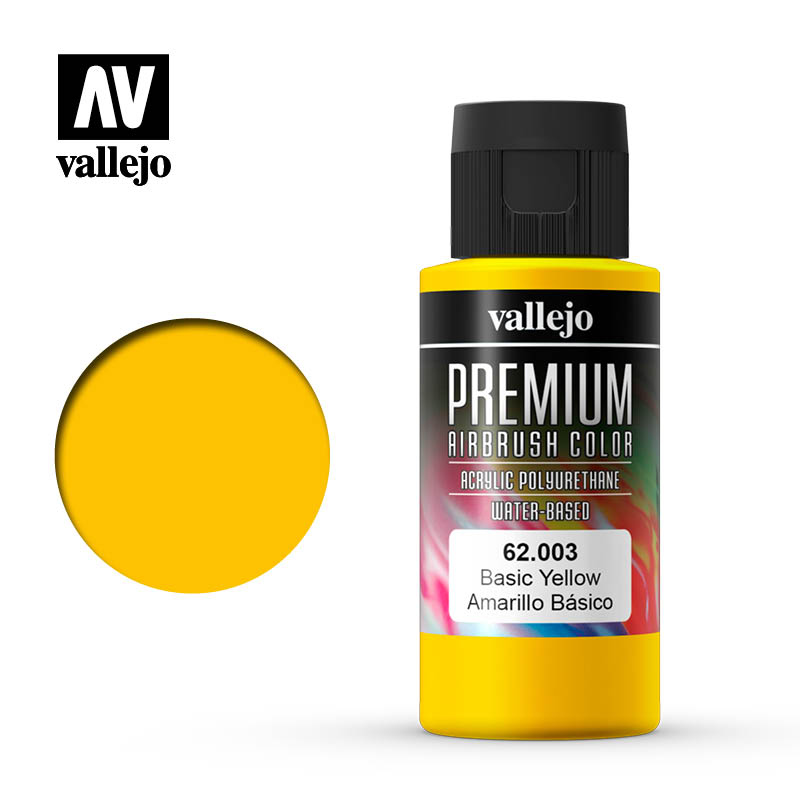 Vallejo Premium Airbrush Color Basic Yellow Potje 60ml