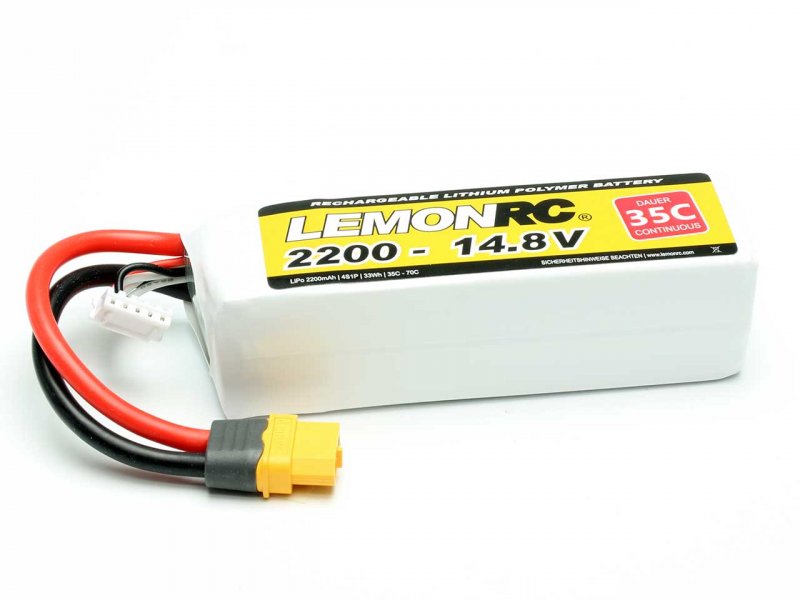 Lemon RC LiPo accu 14,8 Volt 2200mAh 35C XH/XT60