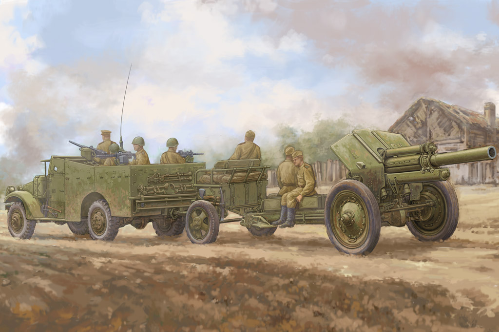 HobbyBoss M3A1 late version tow 122mm Howitzer M-30 1/35