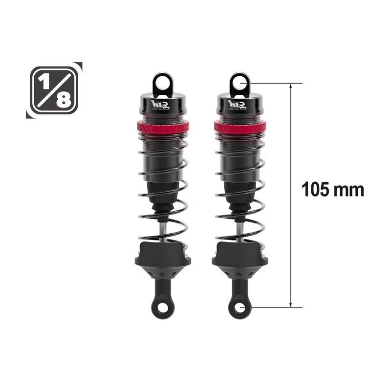 Hobbytech Schokdempers 105mm BIG BORE 16mm + Verenset (H/M/Z) 1/8