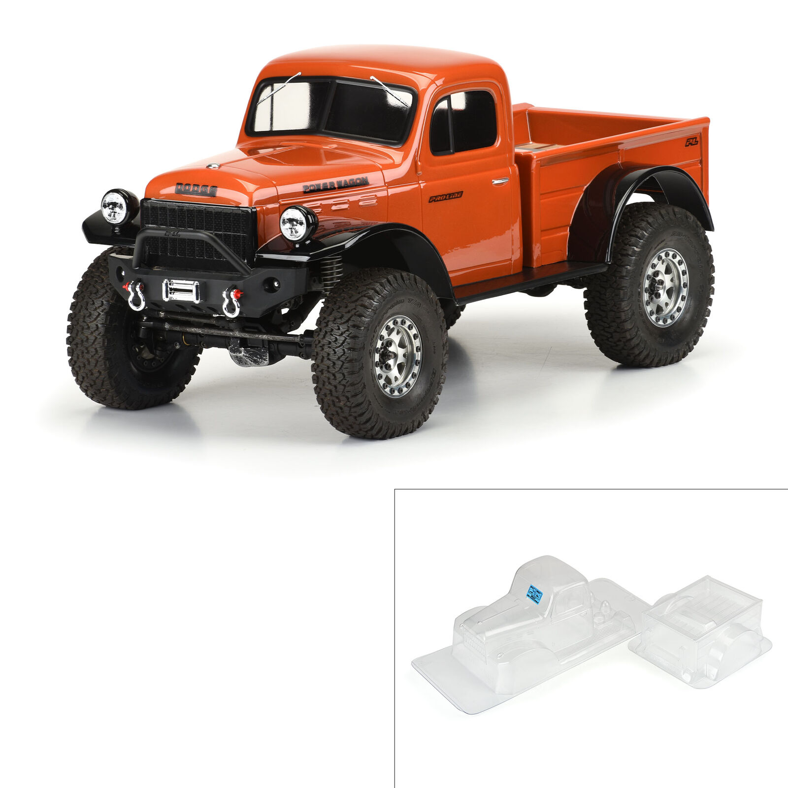 Proline 1946 Dodge Power Wagon Clear Body for 12.3" (313mm) WB Crawlers 1/10