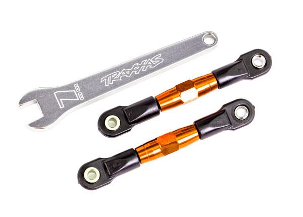 Traxxas Camber links rear (TUBES orange-anodized 7075-T6 aluminum stronger than titanium) (2) (assembled with rod ends and hollow balls)/ aluminum wrench (1) (fits Drag Slash)