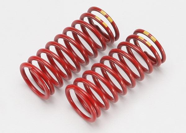 Traxxas Spring, shock (red) (long) (GTR) (4.9 rate double yellow stripe) (1 pair)