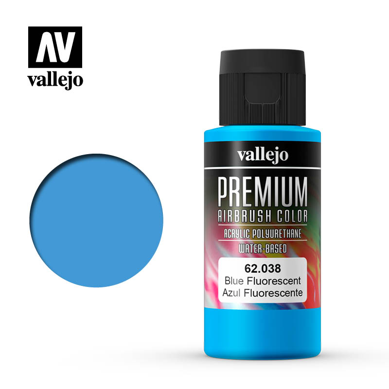 Vallejo Premium Airbrush Color Fluorescent Blue Potje 60ml