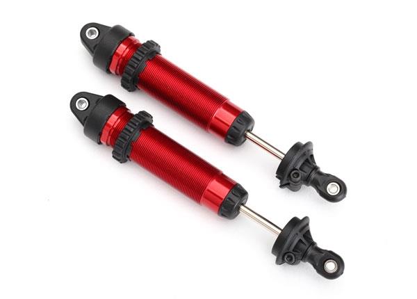 Traxxas Shocks, GTR, 134mm, aluminum (red-anodized) (fully assembled w/o springs) (front, threaded) (2)