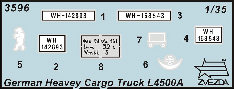 Zvezda WWII German heavy 4wd cargo truck. Schwerer LKW 4, 5 t L4500A 1/35