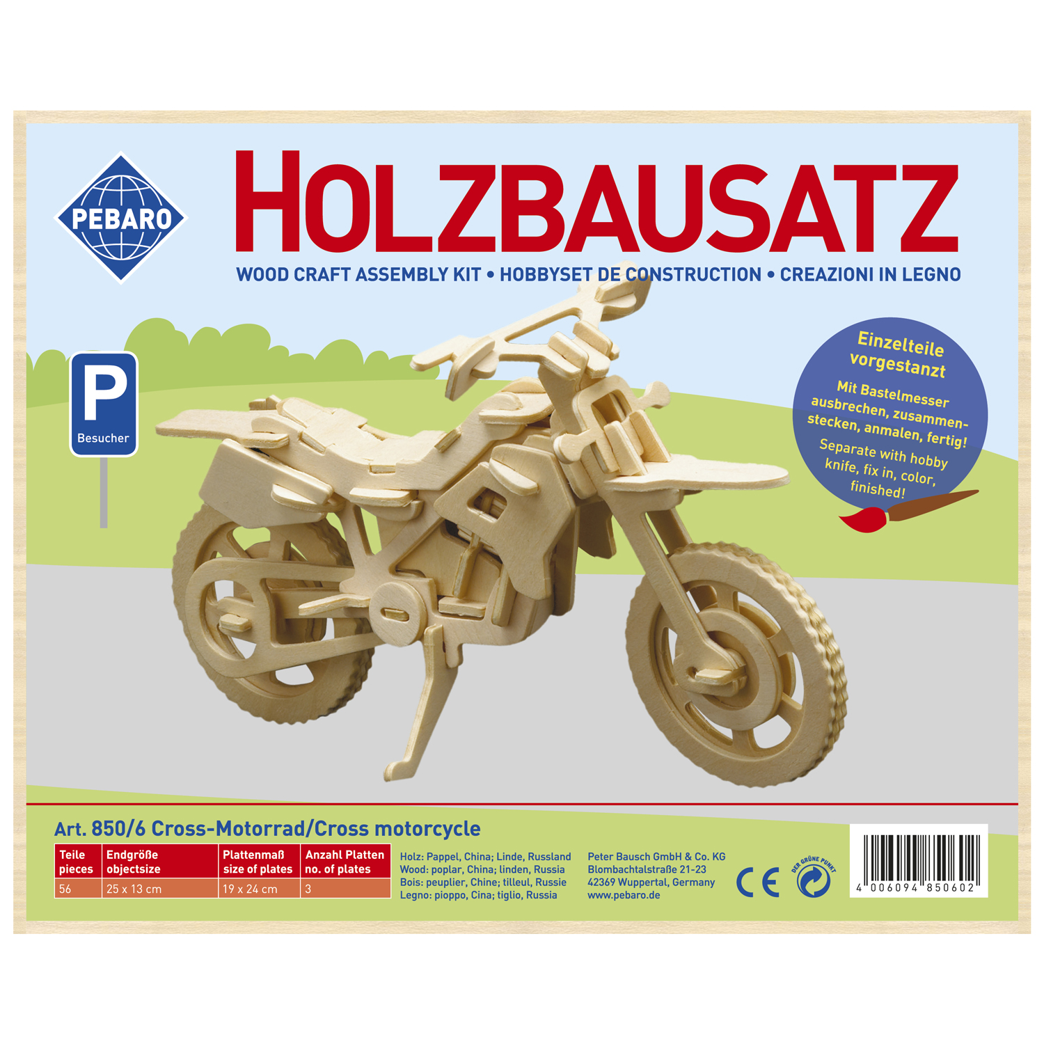Pebaro Houten Bouwset Crossmotor
