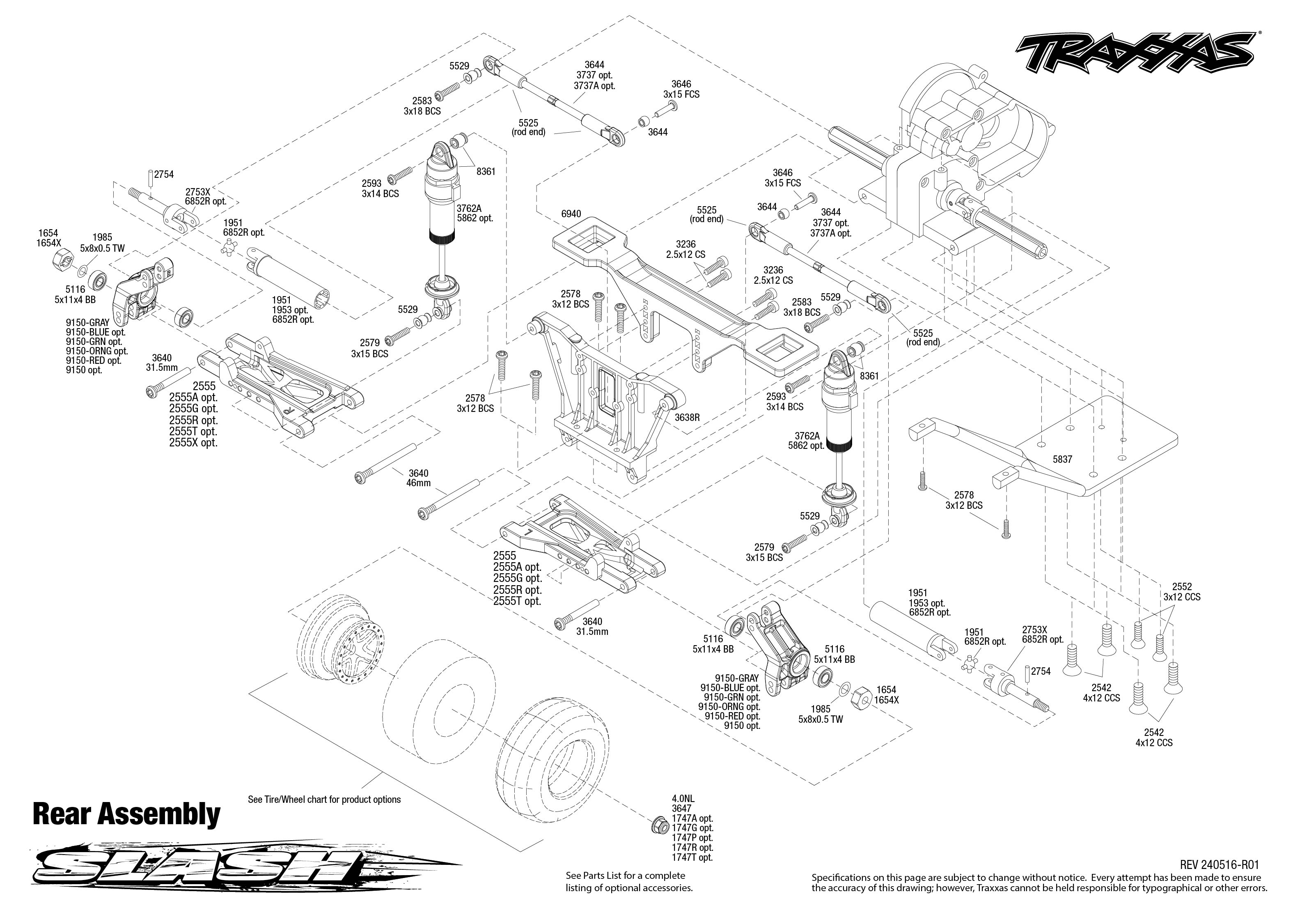 Traxxas Slash EHD (58234-8) Rear Assembly Exploded View