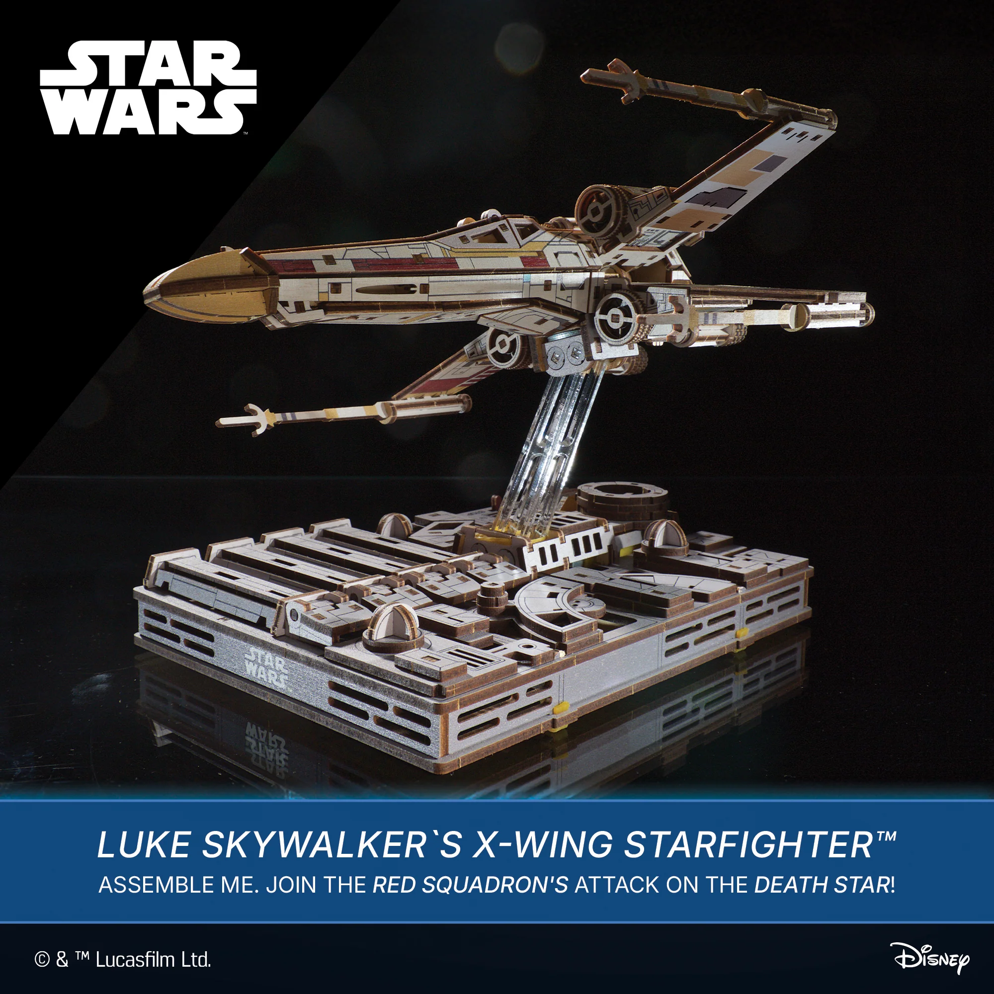 U-Gears Luke Skywalker's X-Wing Starfighter Star Wars mechanisch houten bouwpakket