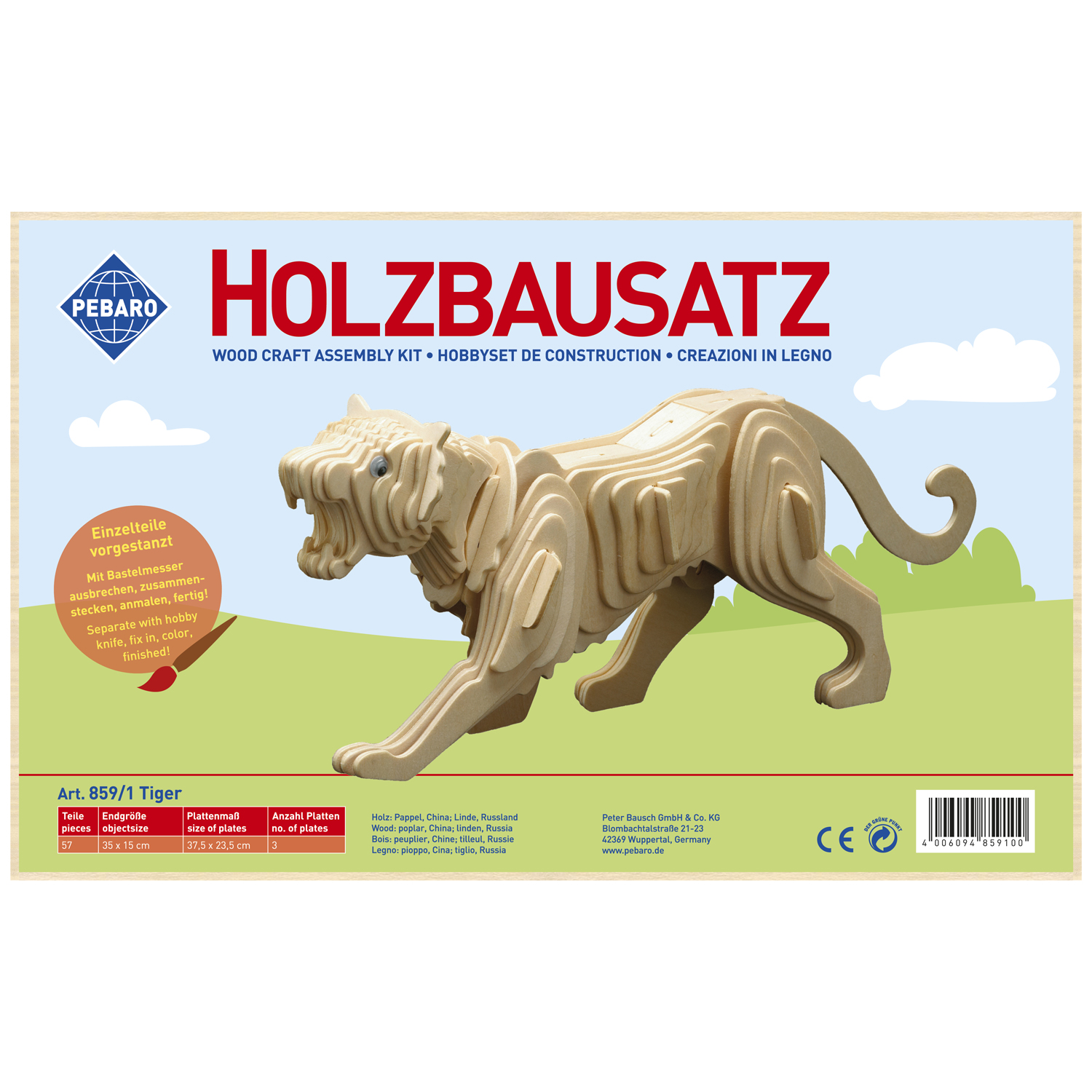 Pebaro Houten Bouwset Tijger
