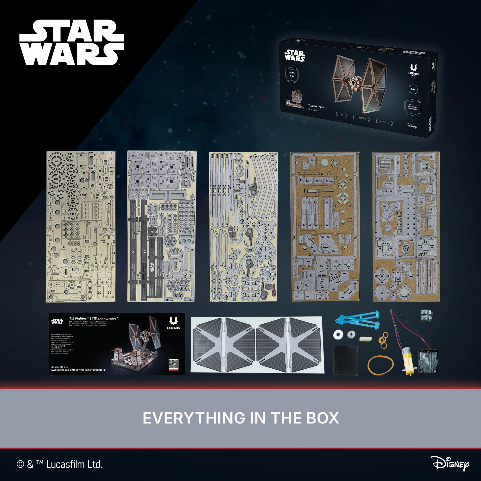 U-Gears Tie Fighter Star Wars mechanisch houten bouwpakket