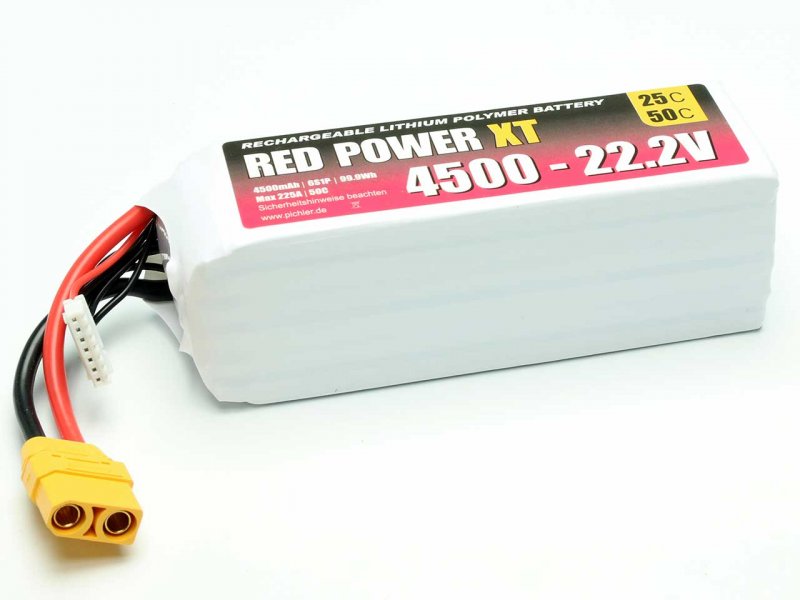 Red Power XT LiPo Accu 22.2 Volt 4500mAh XT90/XH