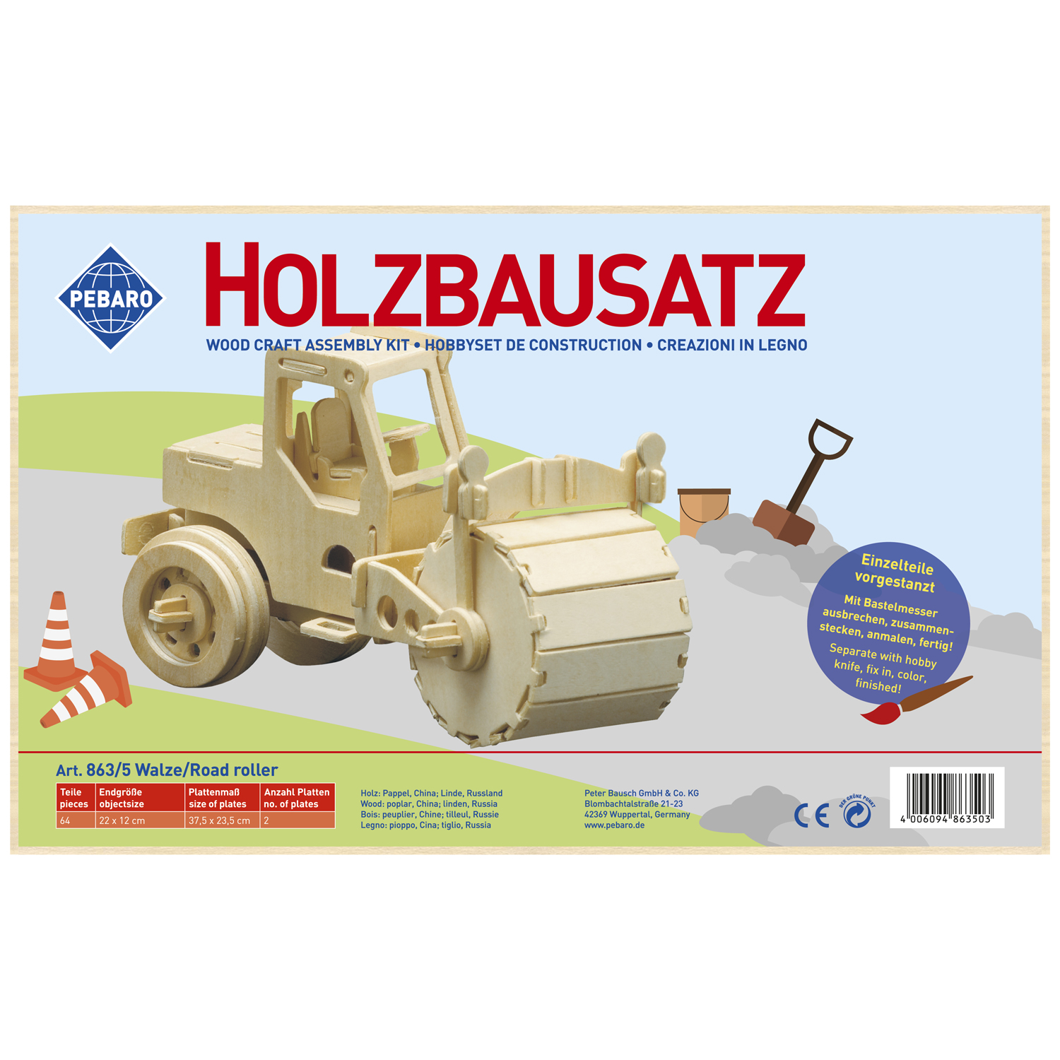 Pebaro Houten Bouwset Wals