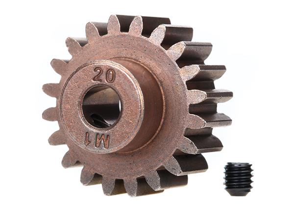 Traxxas Gear, 20T pinion (1.0 metric pitch) (fits 5mm shaft)/ set screw (for use only with steel spur gears)