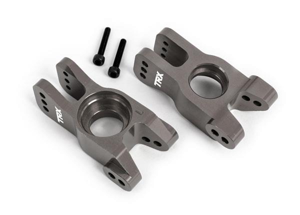 Traxxas Carriers, stub axle, 6061-T6 aluminum (dark titanium-anodized) (left and right)/ 3x18mm CS (with threadlock) (2)