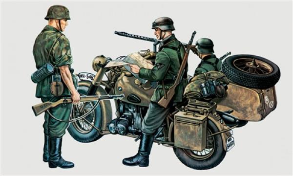 Italeri BMW R75 motor met zijspan 1/35