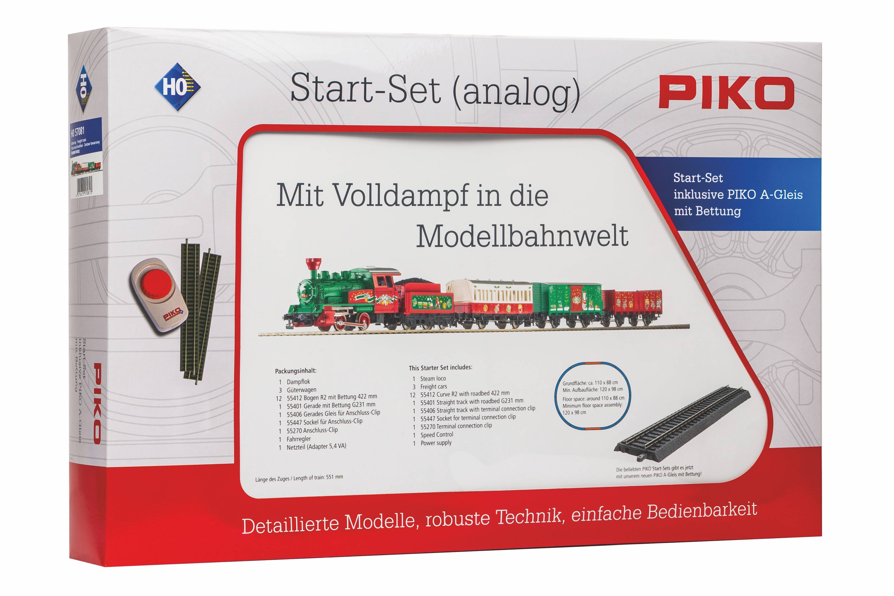 Piko Startset Kerst Stoomloc met Drie Wagons H0