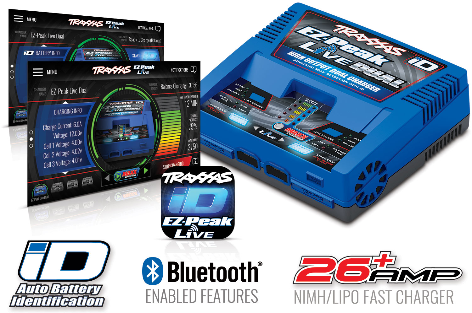 Traxxas Charger EZ-Peak Live Duo charger 200W nimh/LiPo with iD Auto Bat EU
