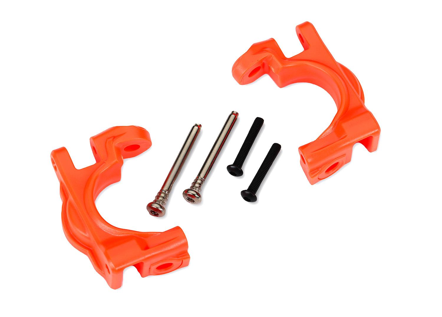 Traxxas Caster blocks (c-hubs) extreme heavy duty orange (left & right)/ 3x32mm hinge pins (2)/ 3x20mm BCS (2) (for use with #9080 upgrade kit)