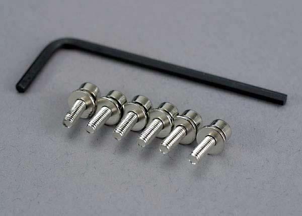 Traxxas Screws 3x10mm caphead machine (hex drive) (6)/ lockwashers