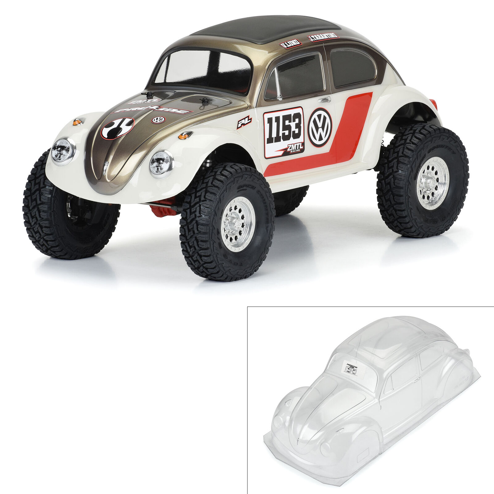 Proline Volkswagen Beetle Clear Body for 313mm Wheelbase Crawlers 1/10