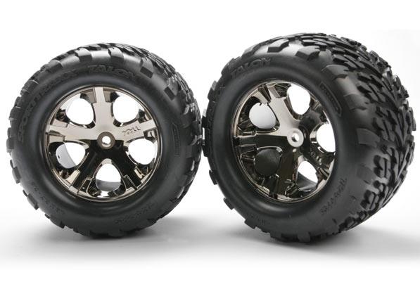 Traxxas Tires & Wheels, Assembled, Glued (2.8") (All-Star Black Chrome Wheels, Talon Tires, Foam Inserts) (Electric Rear) (2)