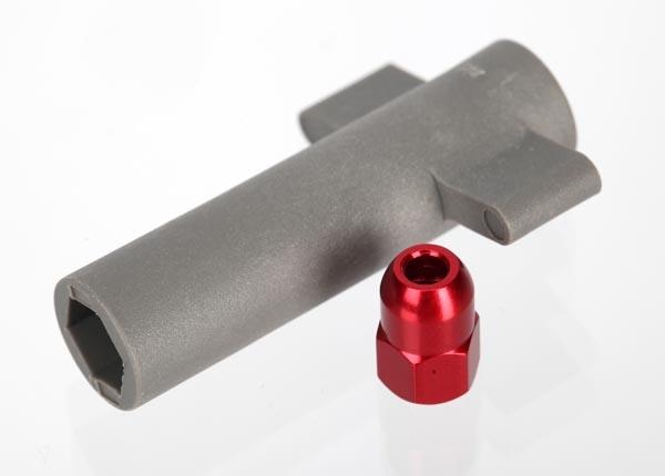 Traxxas Antenna crimp nut aluminum (red-anodized)/antenna nut tools