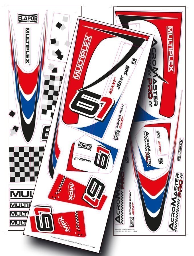Multiplex Sticker set AcroMaster PRO Blauw/Rood