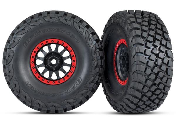 Traxxas Tires & wheels, assembled, glued (Method Race Wheels® 101 Beadlock wheels, black with red beadlock, BFGoodrich® Baja KR3 tires) (2)